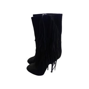 Giuseppe Zanotti Black Fringe Leather Heeled Boots Women’s EU 41 US 10
